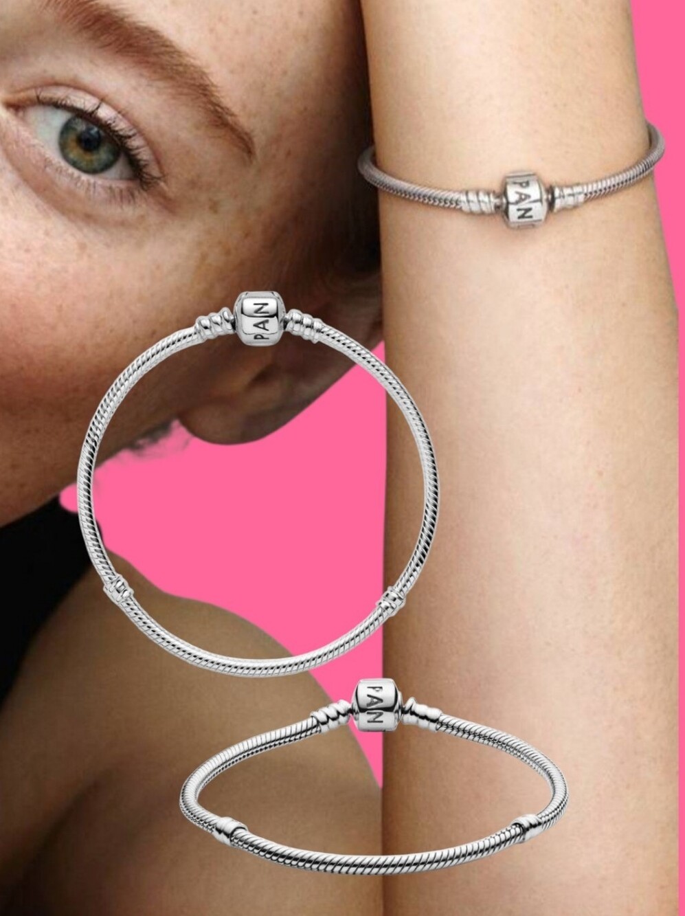Authentic Pandora Moments Barrel Clasp Charm Bracelet S 925